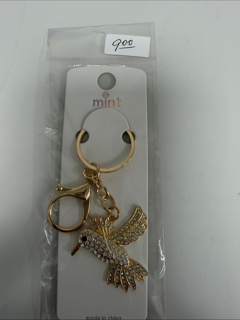 Mint Gold Hummingbird Key & Card Holder Charm